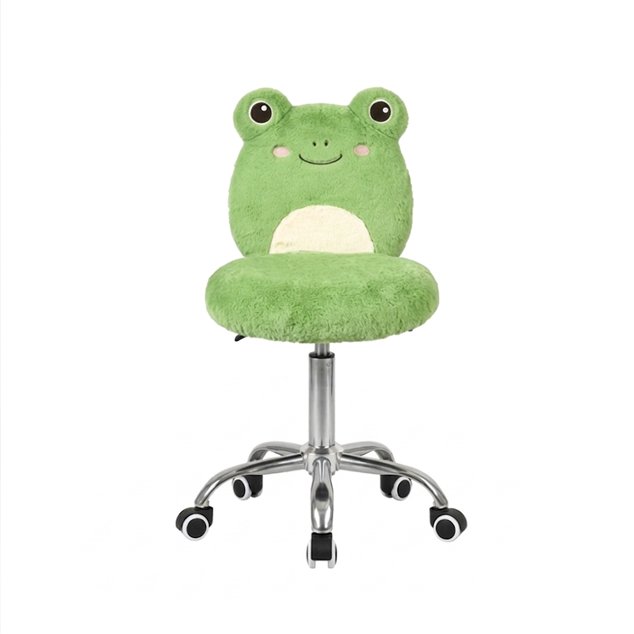 Green frog-shaped chair on a white background