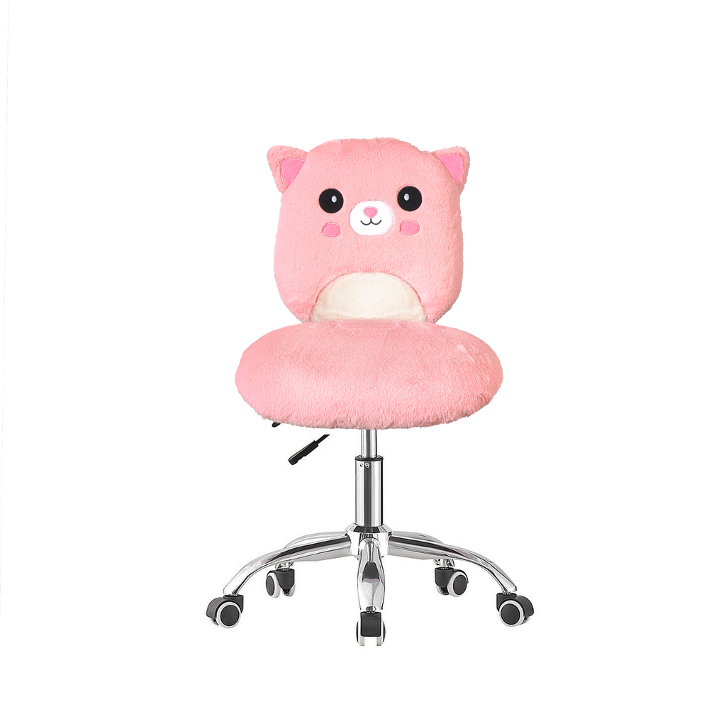 Pink cartoonish chair with a fluffy design on a white background