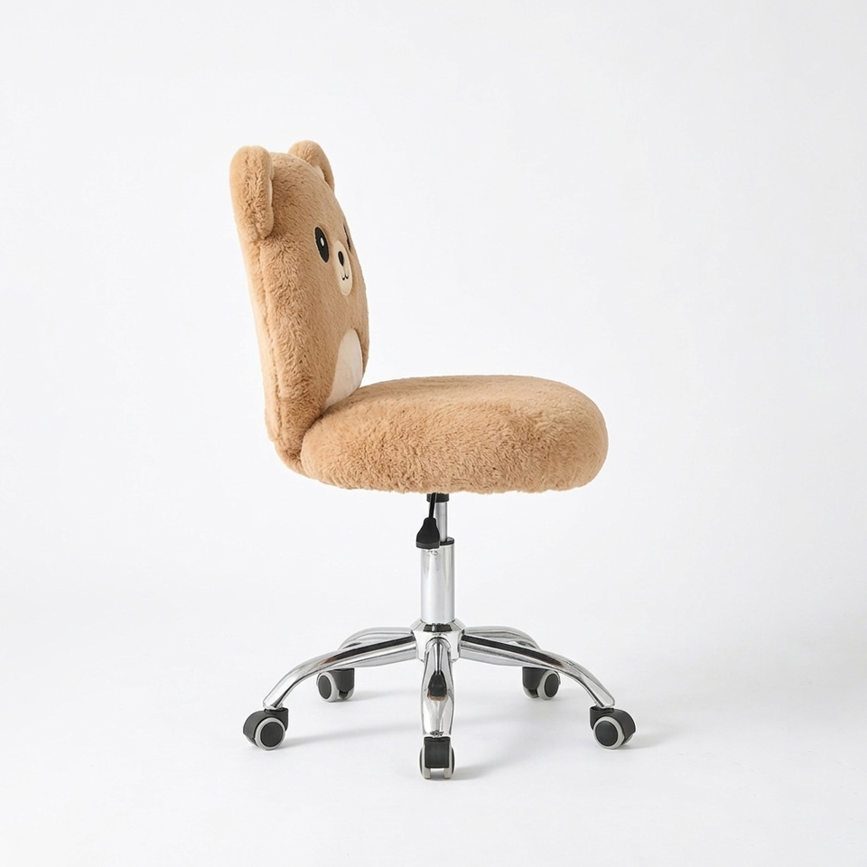 Children's chair with bear face design on a white background